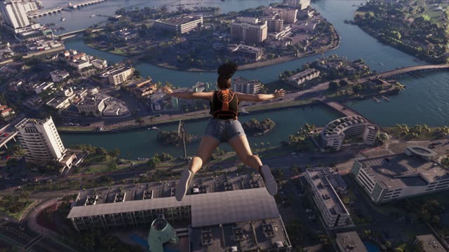Paracaidista sobre la ciudad de Vice City